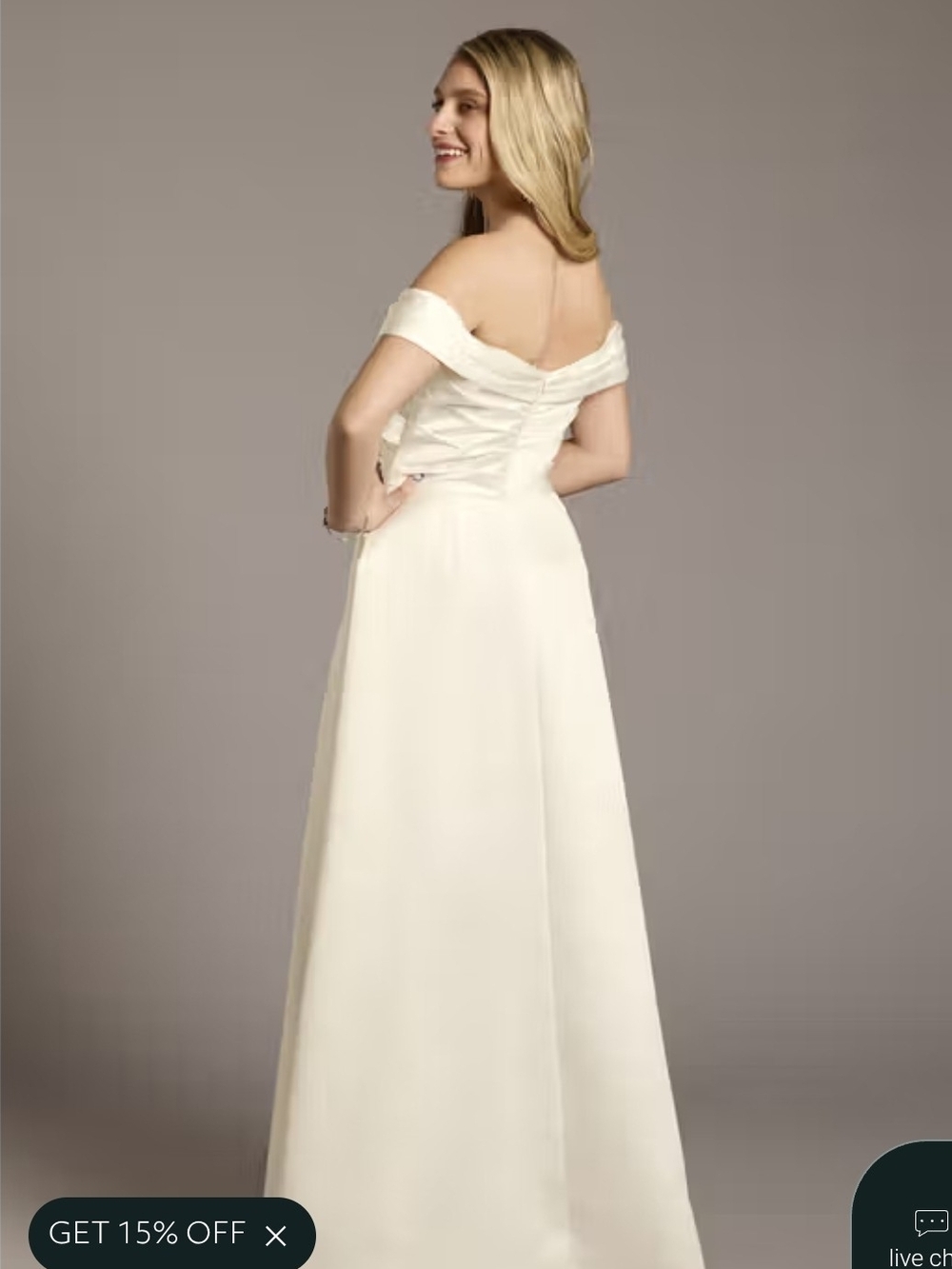Db Edit Off-Shoulder Cream Wedding Gown with Front Slit Size 6 Nwt - Picture 2 of 10